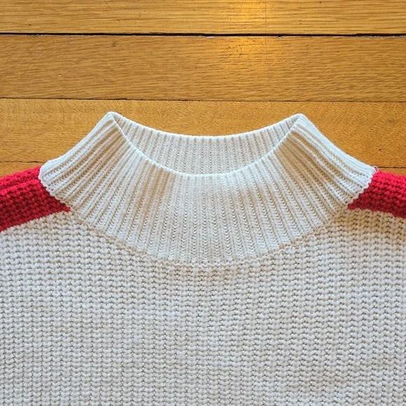 Sanctuary, Mock Neck Sweater, Ivory/Red/Black, EUC, Women's L​ - Picture 3 of 10